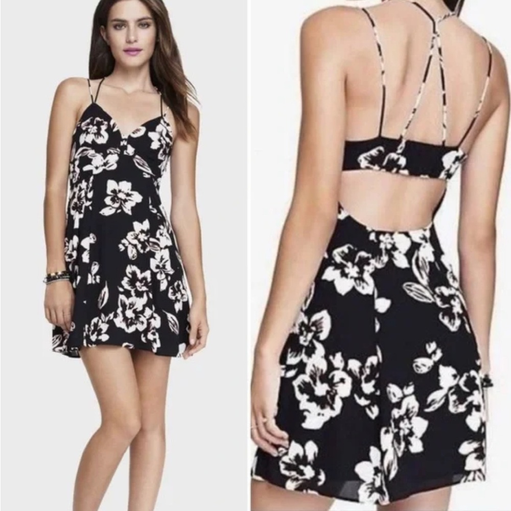Express Strappy backless Hawaiian floral mini sundress size 2